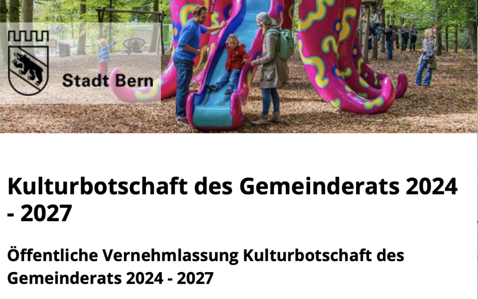 Screenshot Kulturbotschaft Bern 2024-2027 Website Stadt Bern
